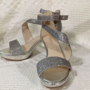 Nine West silver sparkle heels